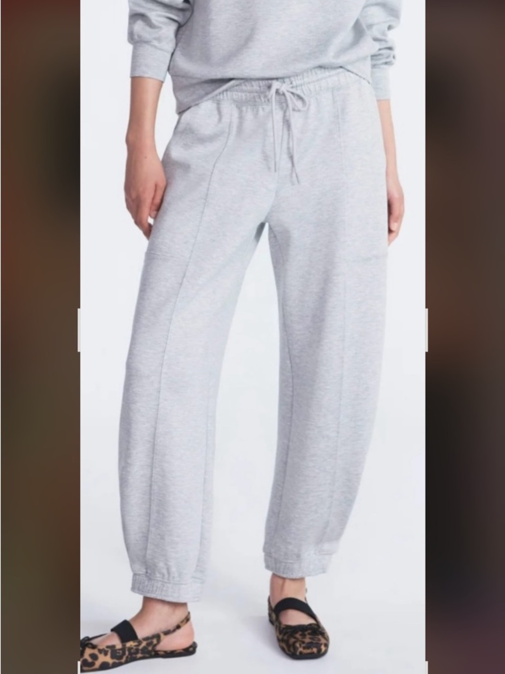 Wide Leg Drawstring Sweatpants in Light Gray
